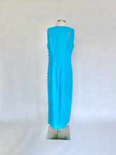 Load image into Gallery viewer, Vintage Aqua Dress with Embroidered Hummingbirds - Size 8