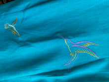 Load image into Gallery viewer, Vintage Aqua Dress with Embroidered Hummingbirds - Size 8
