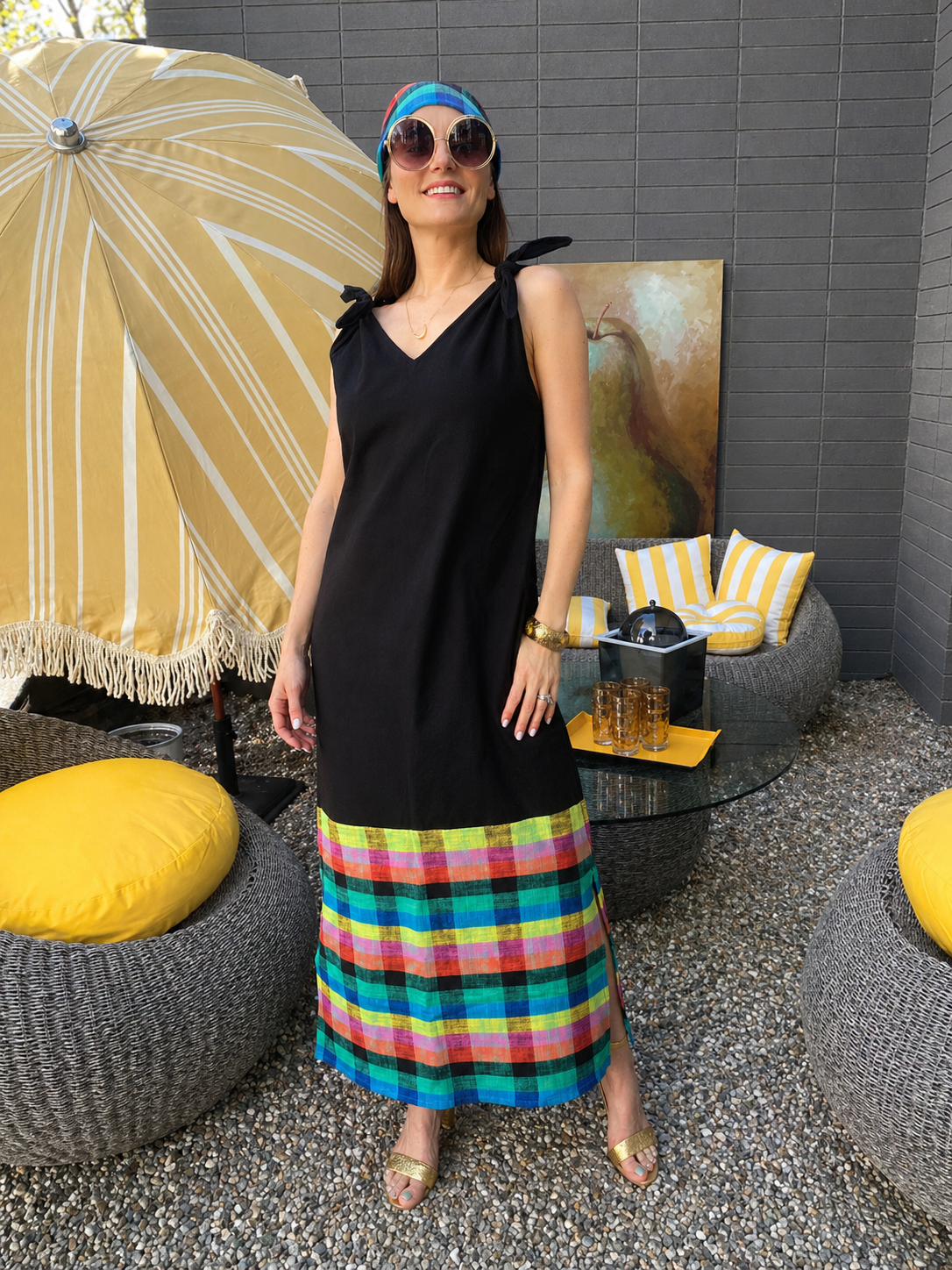 women's madras dress Maxi | The Nico Merry Print priceincrease work and shopping Size:EU 37 / EU 37 / US 6.5-7 Bodycon Dresses | Shop