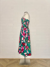Load image into Gallery viewer, Vintage Strapless Ruched Bust Floral Dress - Size 8/10