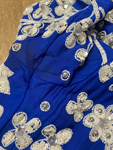 Load image into Gallery viewer, Vintage Beaded Blue and White Short Sleeve Cocktail Dress - Size 4