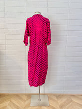 Load image into Gallery viewer, Vintage 80s Fuchsia with Abstract Black Dot Shirt Dress - Size 6/8