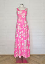 Load image into Gallery viewer, Vintage Bright Pink Hawaiian Print Maxi Dress with Button Shoulders - Size 6