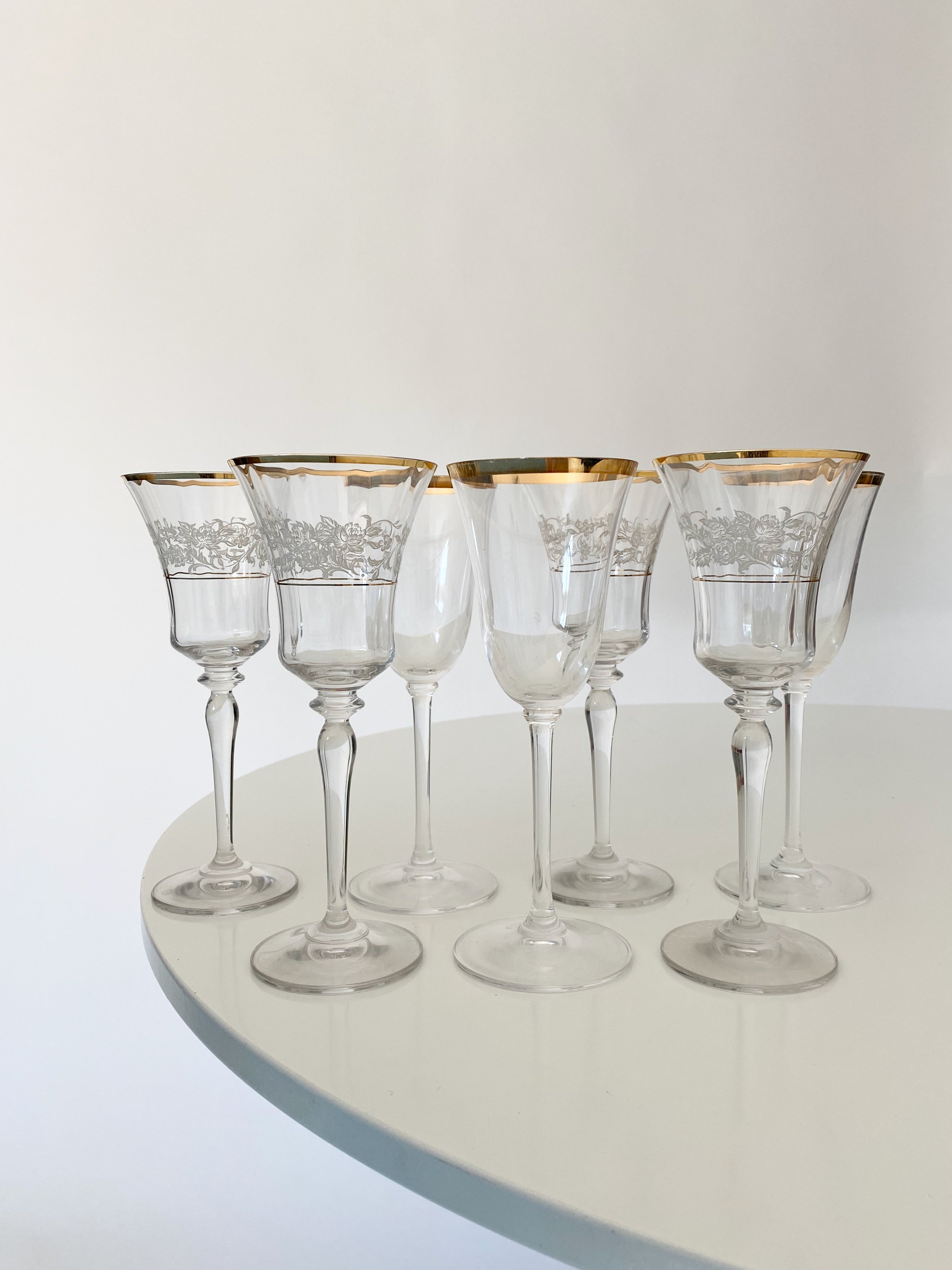 Vintage Gold Rim Wine Glasses
