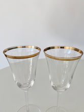 Load image into Gallery viewer, Vintage wine glasses with gold rim