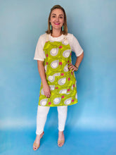 Load image into Gallery viewer, Reversible Apron Wavy Floral and Retro Lime Droplet Prints