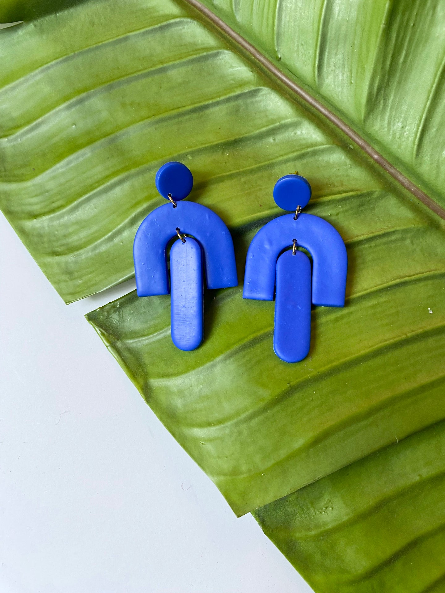 Cobalt Blue Geometric Dangle Earrings