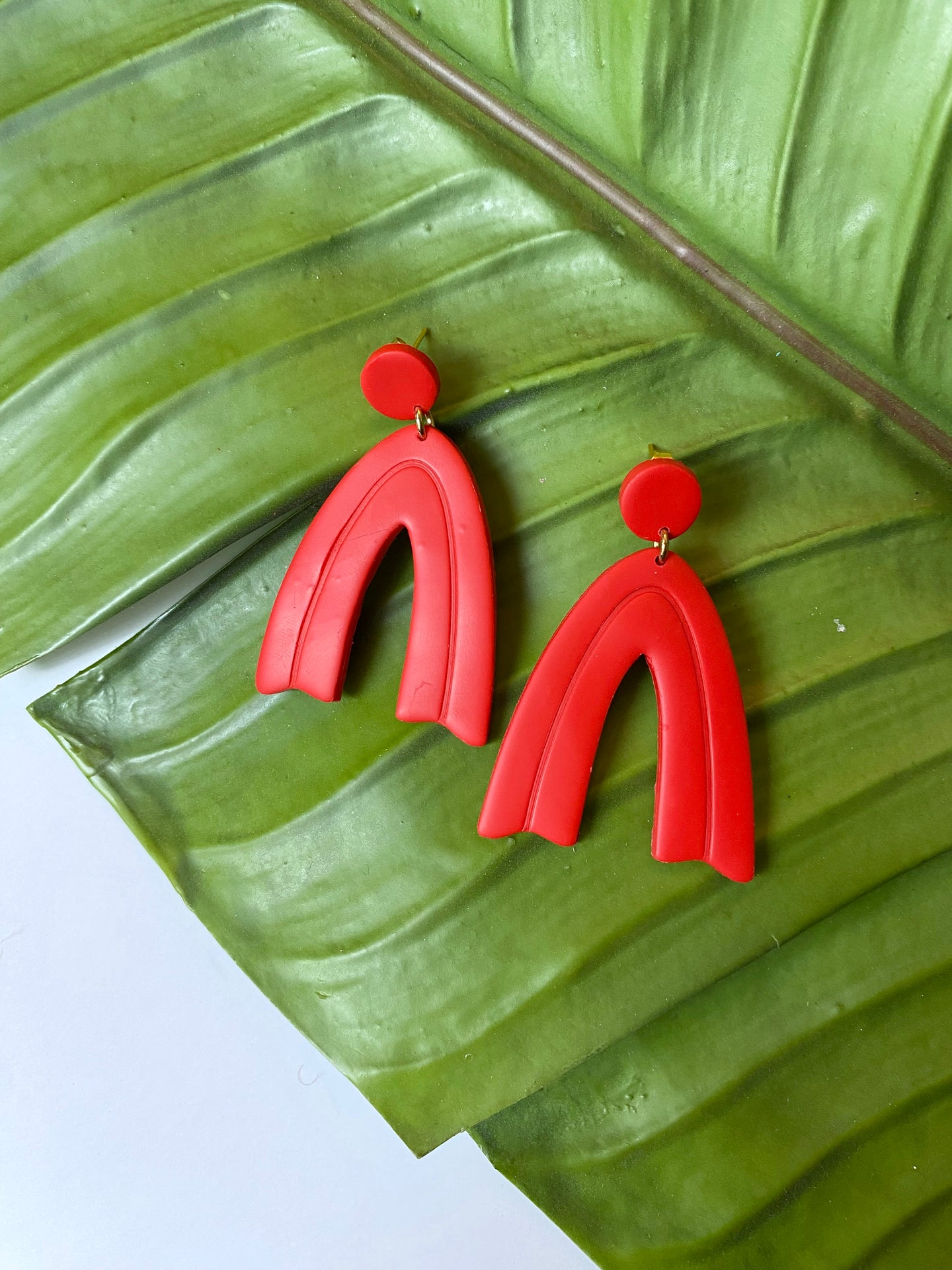 Lipstick Red Arch Earrings