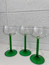 Load image into Gallery viewer, Green Stem French Cordial Glasses Set of 3
