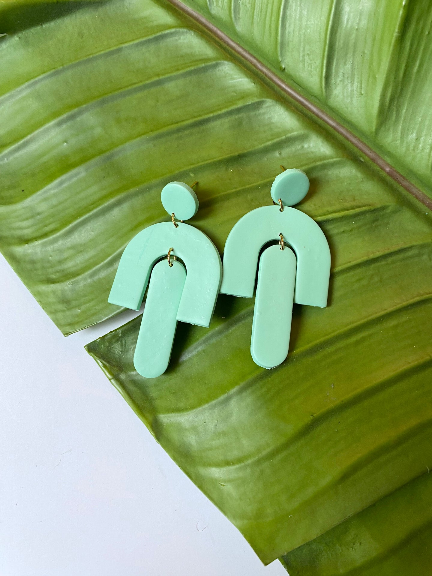 Mint Geometric Dangle Earrings