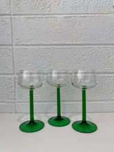Load image into Gallery viewer, Green Stem French Cordial Glasses Set of 3
