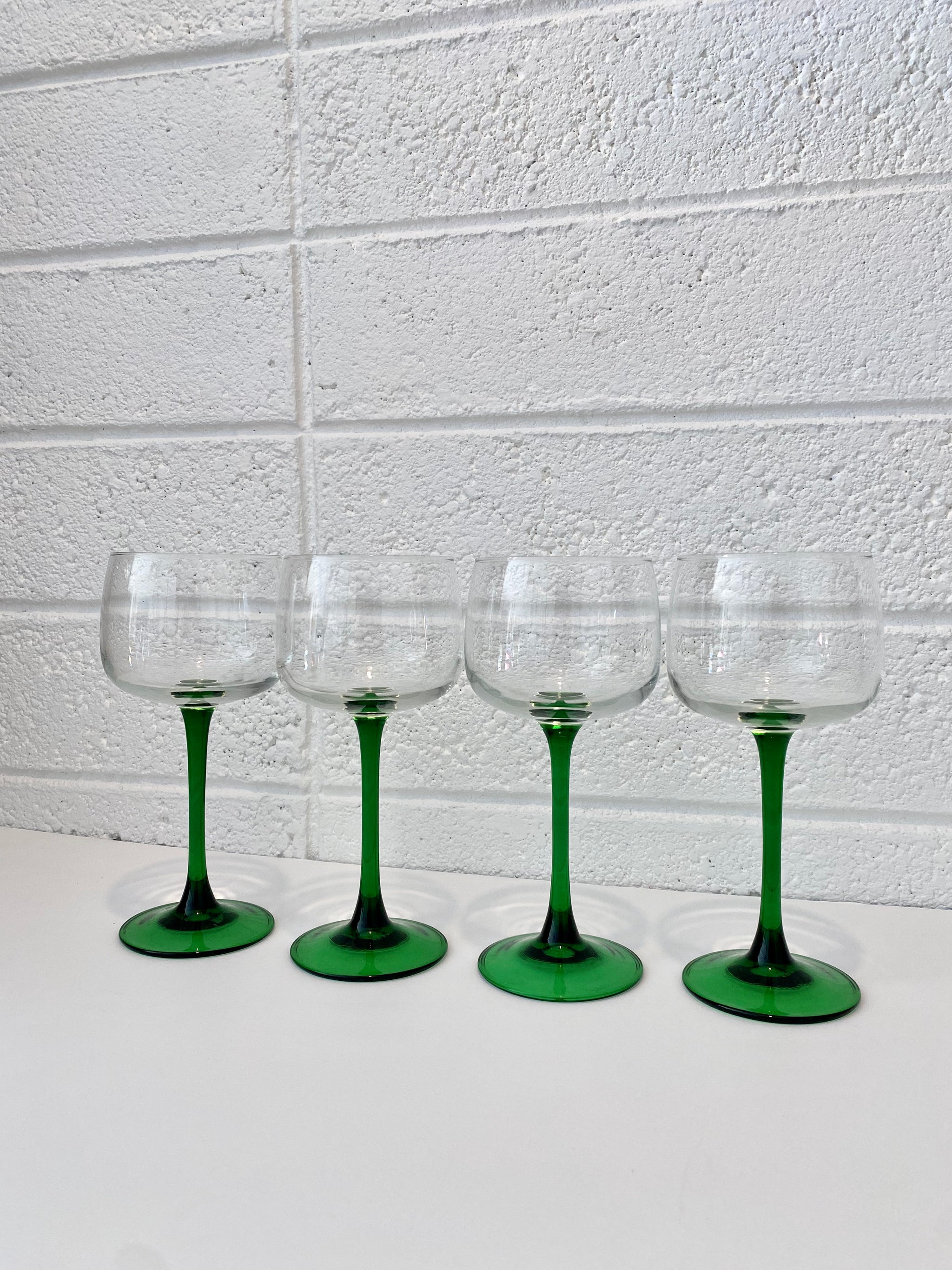 Green Stem French Cordial Glasses | Vintage Barware