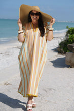 Load image into Gallery viewer, orange and beige striped kaftan
