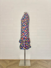 Load image into Gallery viewer, Vintage 1980s Colorful Polka Party Dress with Puff Sleeves - Size 8

