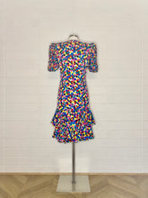 Load image into Gallery viewer, Vintage 1980s Colorful Polka Party Dress with Puff Sleeves - Size 8
