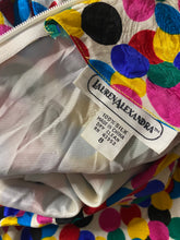 Load image into Gallery viewer, Vintage 1980s Colorful Polka Party Dress with Puff Sleeves - Size 8
