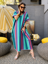 Load image into Gallery viewer, Kakee Kaftan in Turks and Caicos Stripe
