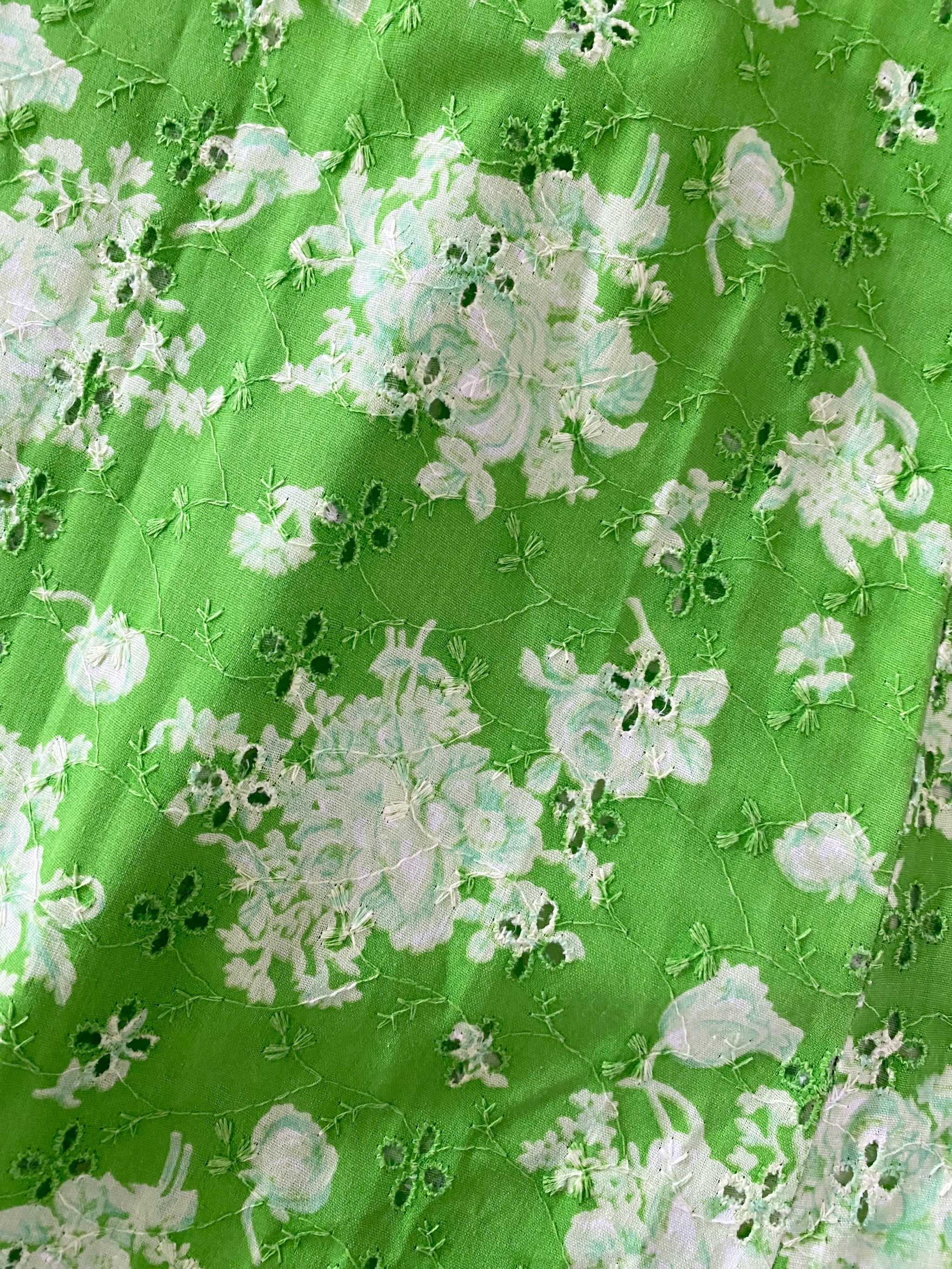 1960s Lime Green Floral Prairie Dress | Vintage Dresses