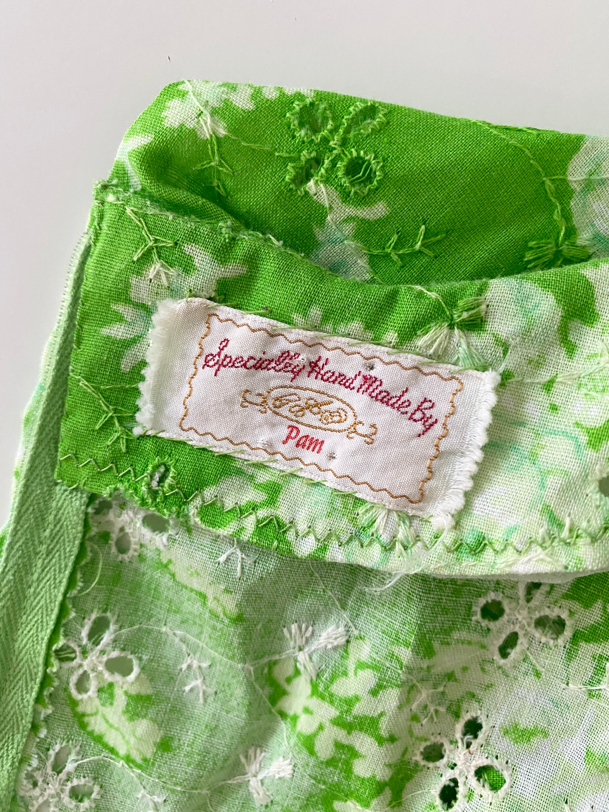 1960s Lime Green Floral Prairie Dress | Vintage Dresses