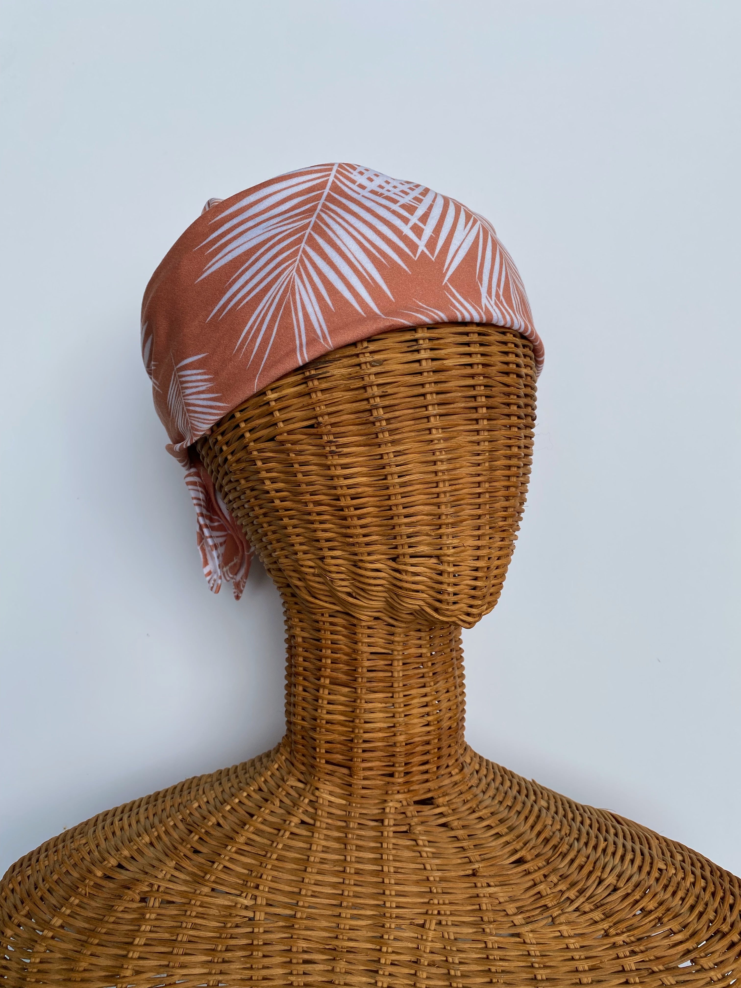 Handkerchief Head Scarf - Terracotta Palm