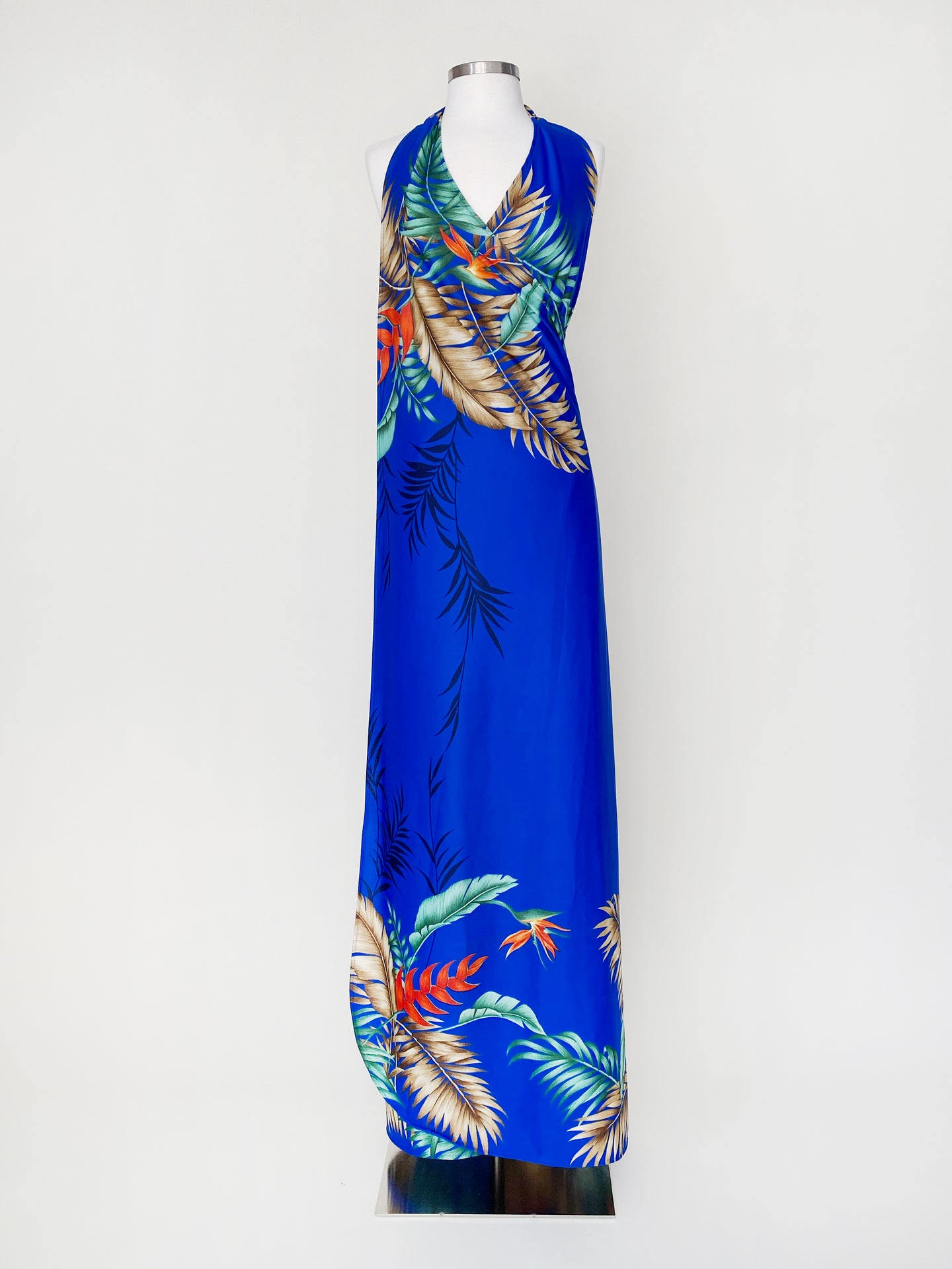 Vintage Tropical Print Wrap Sarong Dress