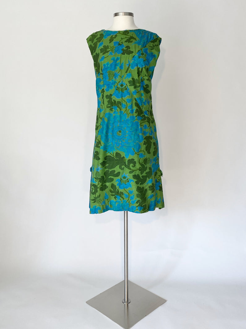 Vintage Cocktail dress in blue and green