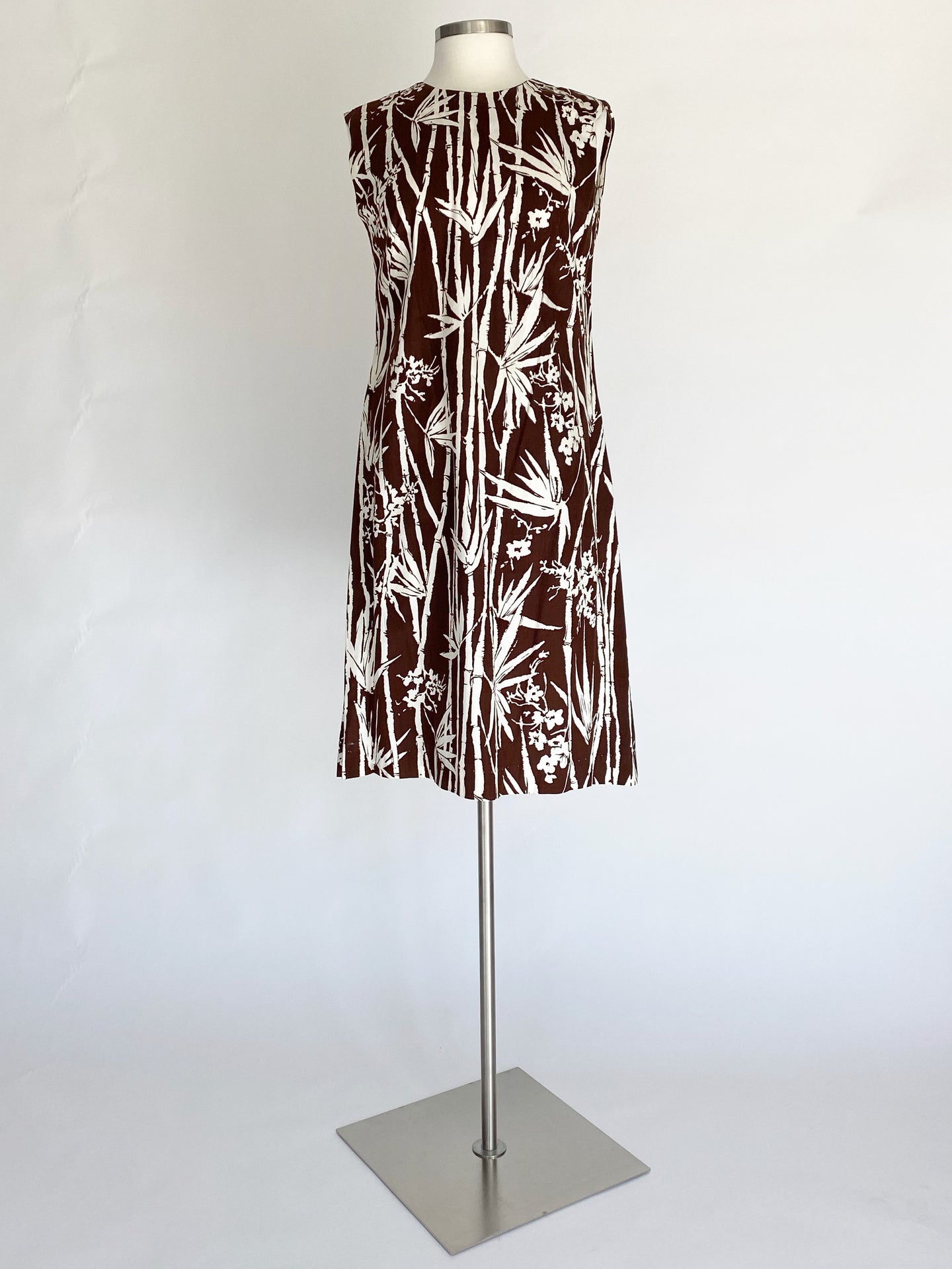 Seath dress with bamboo print in brown, front view