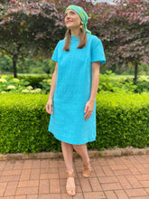 Load image into Gallery viewer, Mod Shift dress, midi, aqua with collar
