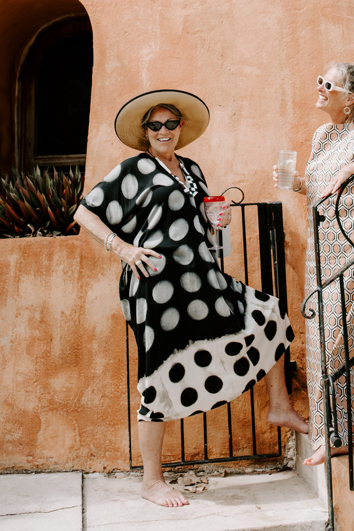 black and white modern caftan